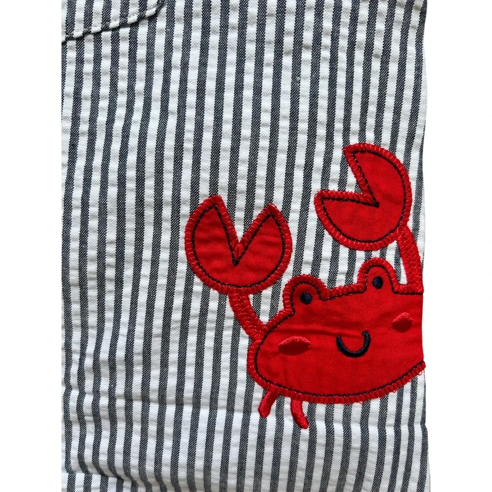 NWT Little Me Baby Boy Nautical 3 Piece Set Polo Shorts Seersucker Romper 3M